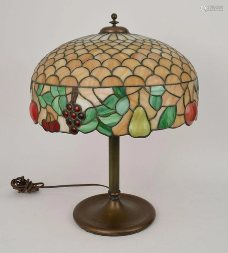 VINTAGE TIFFANY-STYLE LAMP FEATURING FRUIT- Patinated