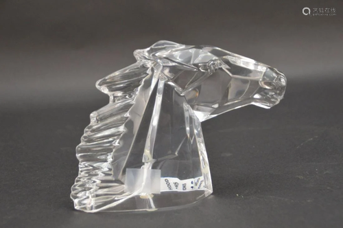 DAUM CLEAR CRYSTAL HORSE HEAD - Signed 