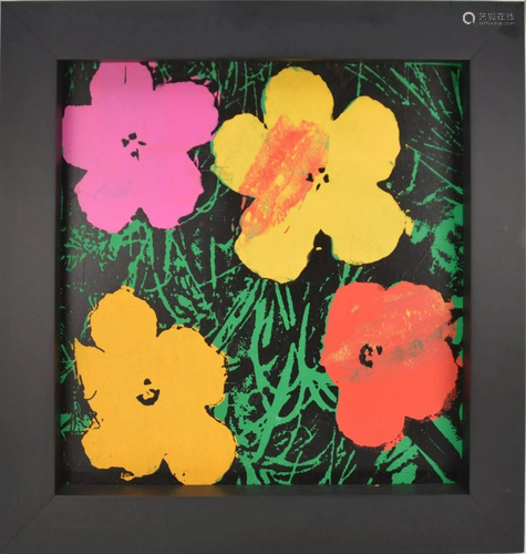 After Andy Warhol, Silkscreen FLOWERS on Canvas, 24 x