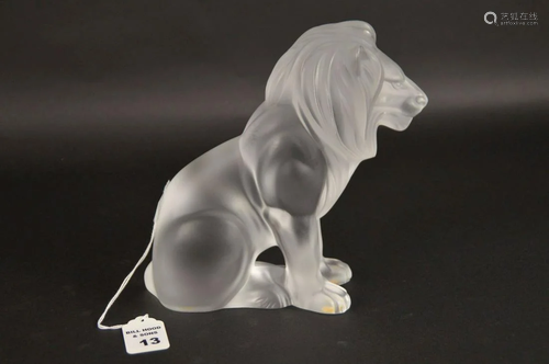 LALIQUE CRYSTAL BAMARA LION FIGURE - Lalique France