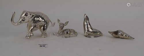 4 Christofle Silver Plated Figurines 1 Elephant 3.5