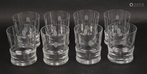 8 BACCARAT CRYSTAL TRANQUILITY ROCK GLASSES.