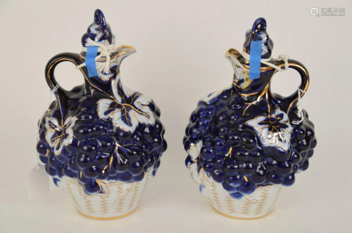 PAIR OF LOMONOSOV PORCELAIN USSR WINE CARAFES - T…