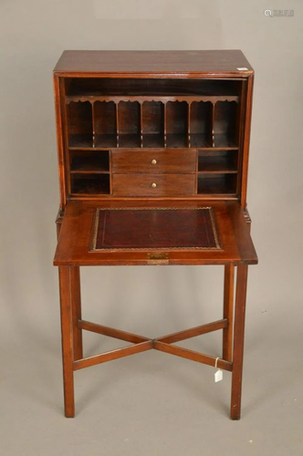 Mahogany diminutive writing desk with fall front on X