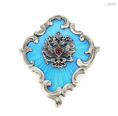 Antique Vintage Russian Silver Enamel Brooch. Enamel