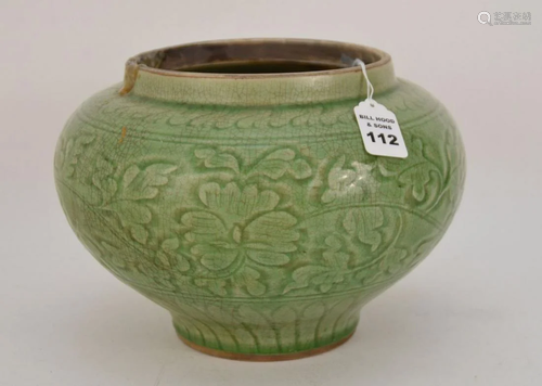 CHINESE CELADON GLAZED PORCELAIN POT - Chinese bulbous