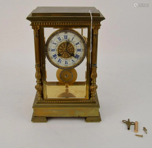 ANTIQUE FRENCH BRONZE & CRYSTAL REGUALTOR CLOCK with