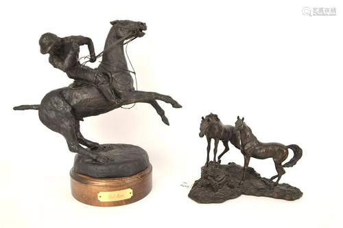 2 Horse Sculptures. J.T. Burnell Jr. Tail Spin -1992