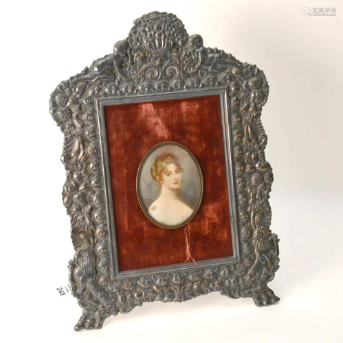 Antique Silver on copper framed Miniature Portrait. 16