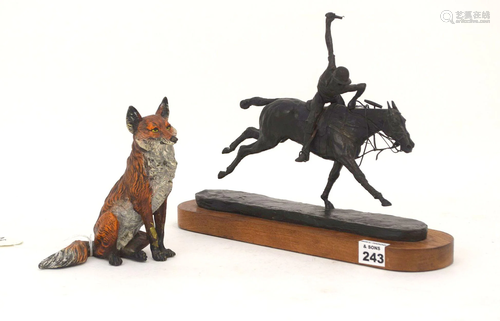 2 Pieces: Bronze Polo Player by Gary Willerbert