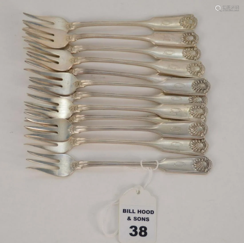 12 Sterling English King Pattern Cocktail Forks, 5