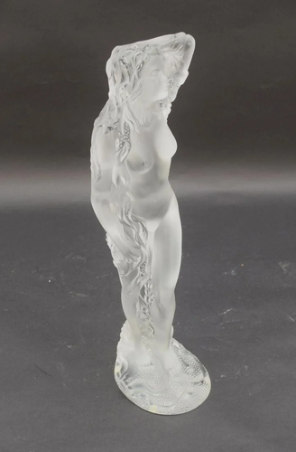 LALIQUE CRYSTAL “OCEANIDE” FEMALE NUDE SCULPTURE -