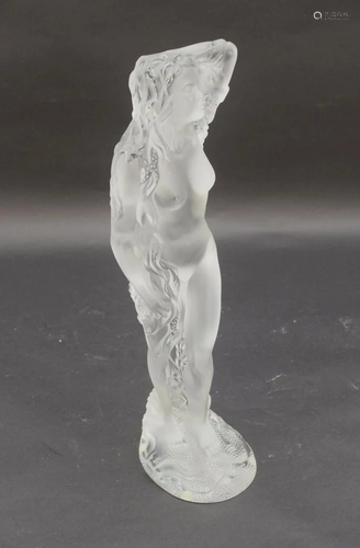 LALIQUE CRYSTAL “OCEANIDE” FEMALE NUDE SCULPTURE -