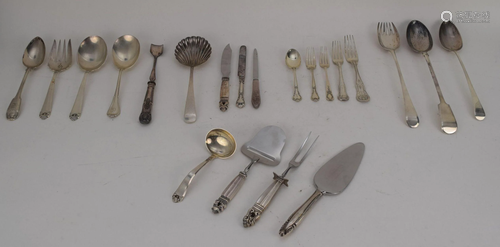 20 pcs Sterling Silver Flatware Serving Pieces Lot.