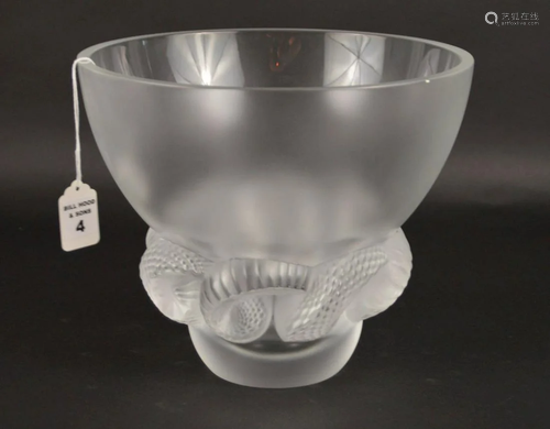 RARE LALIQUE CRYSTAL TWISTING SERPENT BOWL VASE - This