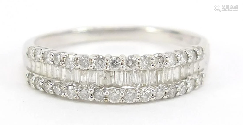 9ct white gold diamond half eternity ring, 1.0 carat in