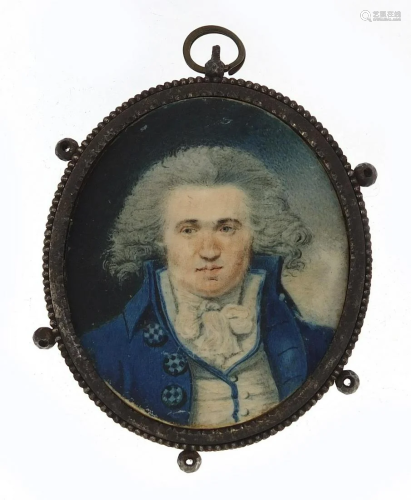 Georgian oval hand painted portrait miniature of a