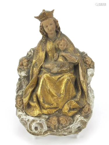 19th century Continental gilt and silvered carved wood