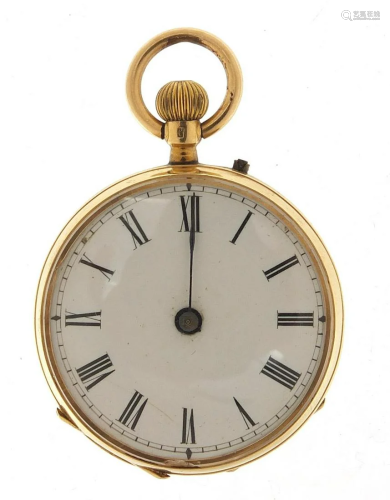 French gold ladies pocket watch with enamel dial, 33mm