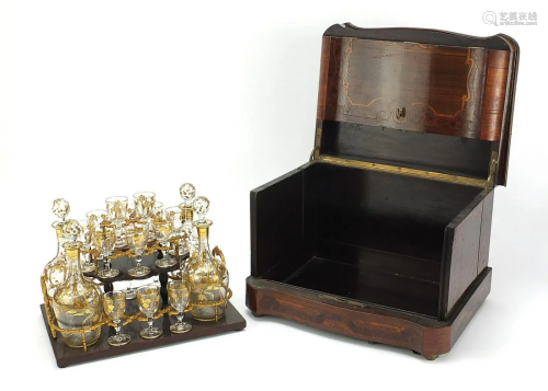 19th century French rosewood marquetry inlaid liquor