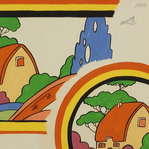 Manner of Clarice Cliff Pottery Designs - Red Roof