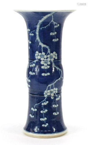 Large Chinese blue and white porcelain Gu beaker vase