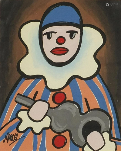 Manner of Markey Robinson - Portrait of a clown, Irish