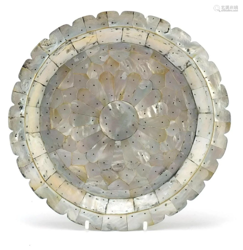 Indian Goa mother of pearl plate formed of pinned