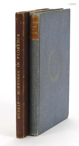 Two hardback books by John Ruskin comprising Mornings
