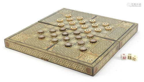 Syrian Moorish design inlaid folding chess/games board