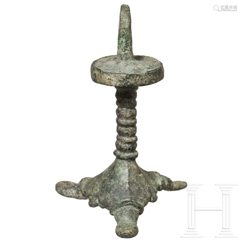 A small Merovingian-German bronze candlestick, 7th/8th