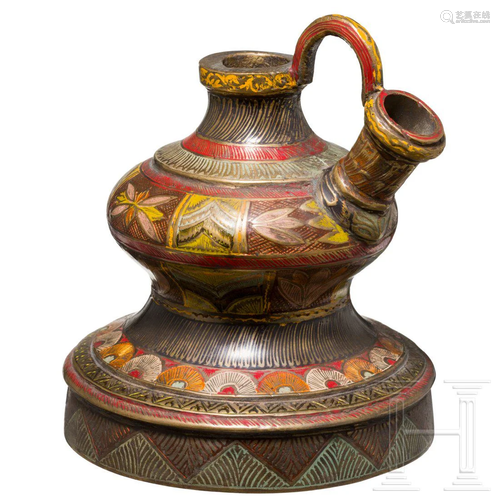 An Indian enameled Hookah-base, 19th century