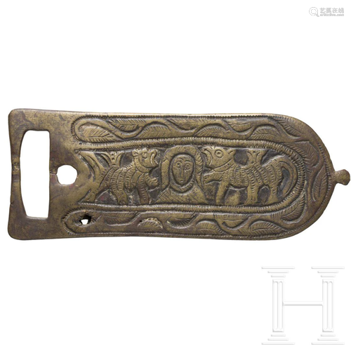 An impressive Visigothic belt buckle, 7th century