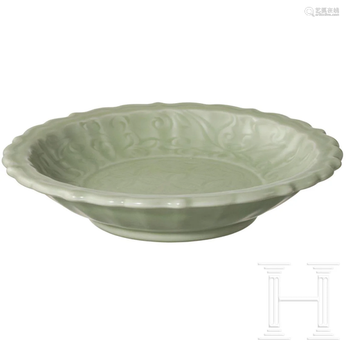 A Longquan celadon dish, Yuan - Ming dynasty, 14th -