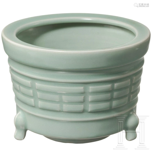 A Longquan celadon tripod censer, Ming dynasty, 14th -