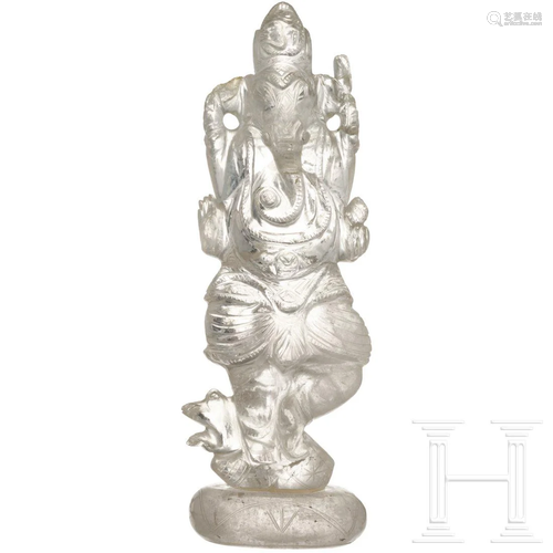 A Nepalese rock crystal figurine of Ganesha, circa 1900