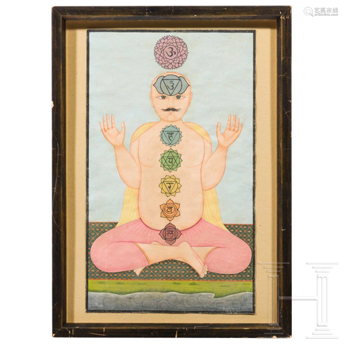 A miniature painting of a Yogi, Gouache on paper,