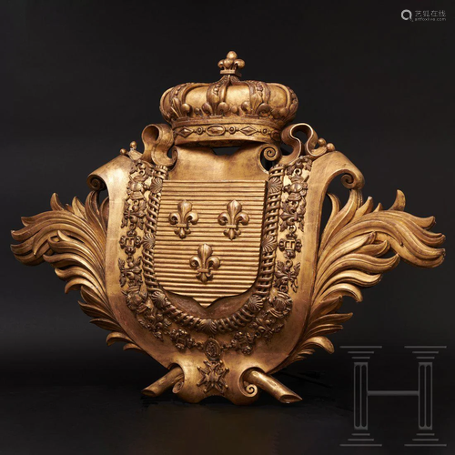 A gilt wooden coat of arms for the kings of France,