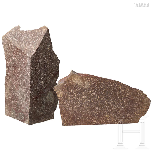 Two porphyry fragments from a Roman building or statue