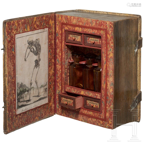 A secret poison cabinet in the shape of a book,