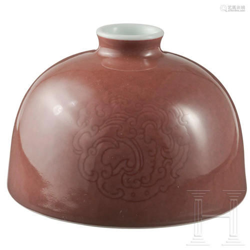 A fine peachbloom-glazed water pot Taibai Zun, Qing