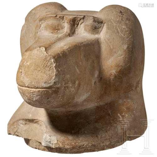 A canopic lid in the form of the head of Hapi, son of