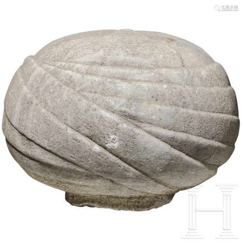 A turban-shaped finial from an Ottoman grave marker,