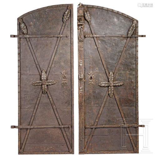 A pair South German hinged iron doors, 18th century