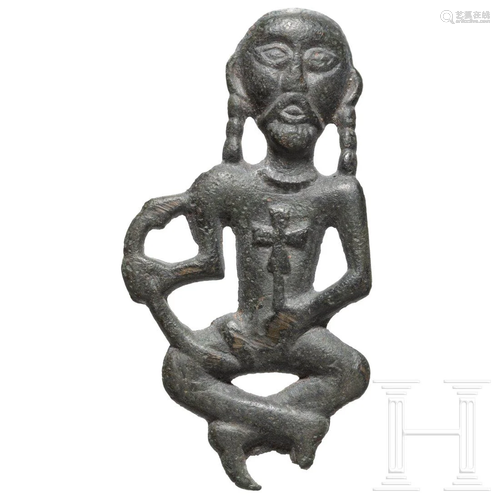 A figural bronze appliqué, Volgabulgaric culture, 10th