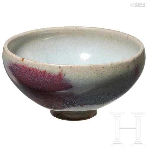 A glazed Chinese tea bowl, Song dynasty, 12th - 13th