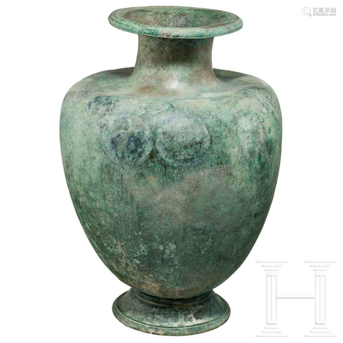 A Greek bronze hydria, 5th century B.C.