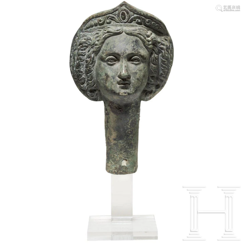 A Roman bronze appliqué depicting a goddess, 1st - 2nd