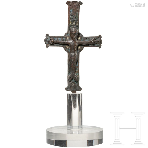 A processional cross with champlevé decoration,