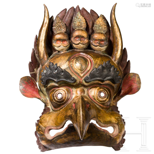 A Tibetan dance mask in the form of a Garuda, 20th